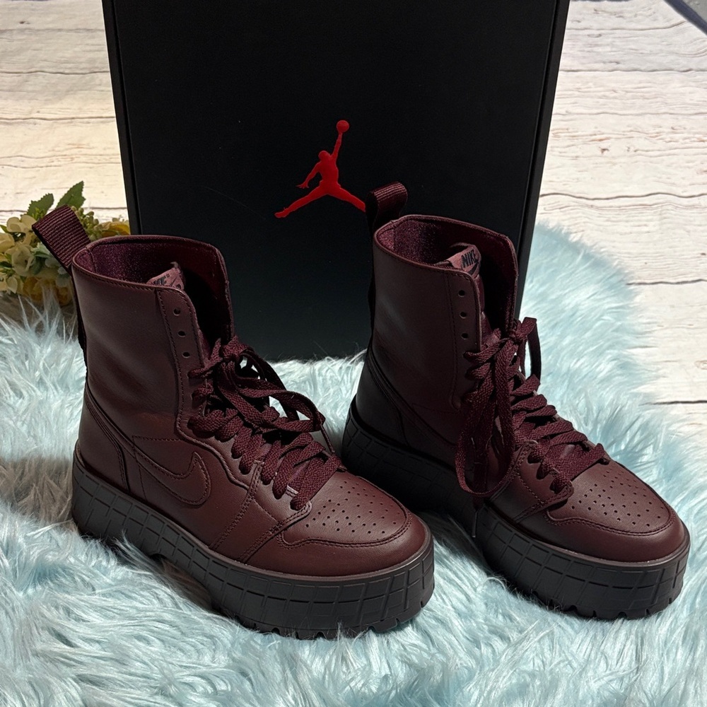 NIB Nike Air Jordan 1 Brooklyn High Burgundy Crush Sz 7 - Picture 2 of 10